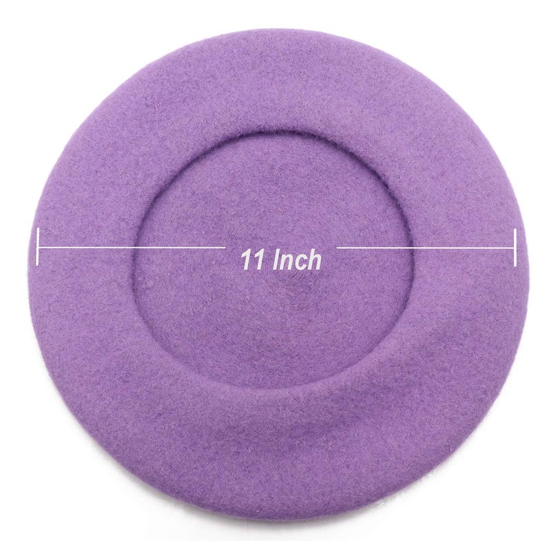 Wheebo Wool Beret Hat,Solid Color French Style Winter Warm Cap for Women Girls Lady (Beret Hat-Lilac Color-FBA) - Image 5